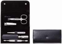 5tlg. Classic INOX Rahmenetui Leder, schwarz