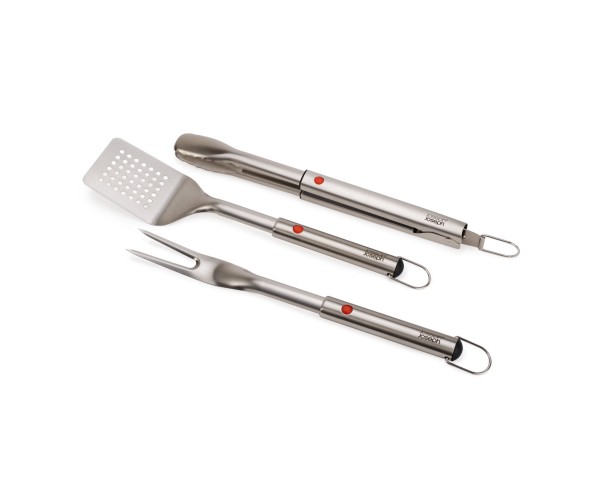 3er Set GrillOut BBQ Wender, Zange und Gabel Edelstahl