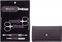 Druckknopf-Etui, Rindleder, lila, 5-tlg.