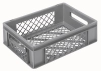 Behälter grau 40x30x12cm Standard Boden und Wände perforiert