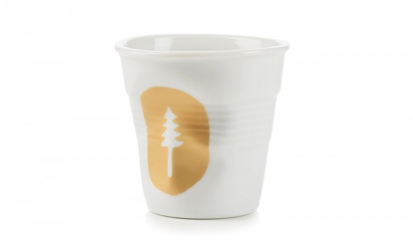 6x Cappuccino Knitterbecher 18 cl, Tannenbaum weiss/gold