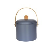Kompostbehälter 3.5l Metall navy und Bambus mit Kohlefilter