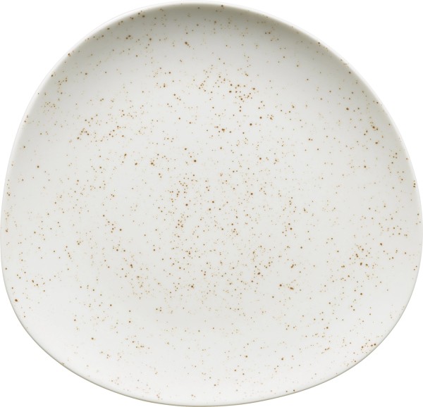 Pottery Unique white Teller flach asymmetrisch coupe 22cm