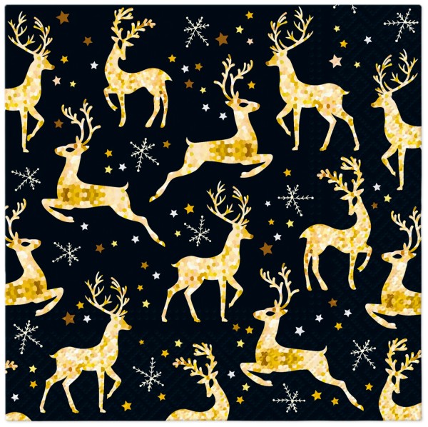 Servietten Lunch 20x Golden Reindeer Charm 33x33cm
