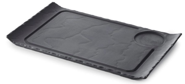 Teller mit Vertiefung f. Schale, 33x20cm, schiefer-optik