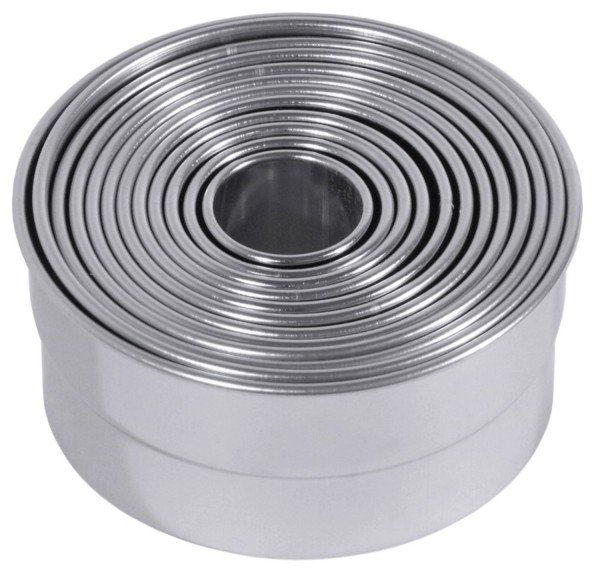 Ausstechersatz glatt 12-tlg. 2.5 - 10.5cm H: 5cm, Edelstahl