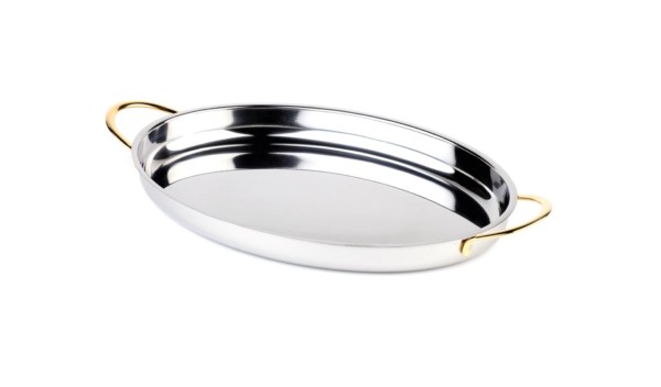 Servierpfanne 26.5x19.5cm H3cm, Griffe vergoldet