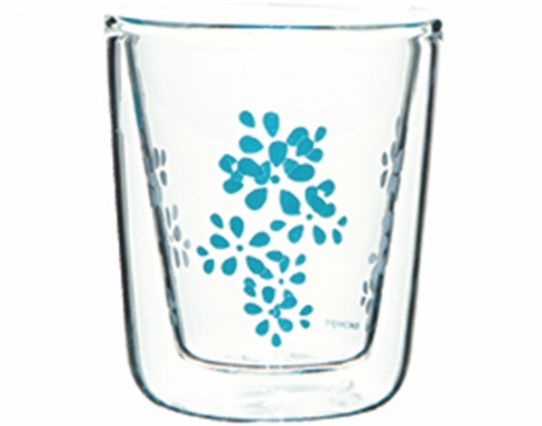Lily Espressoglas weiss/aqua blau, doppelwandig 7.5 cl