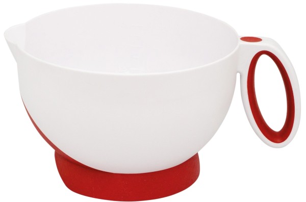 Rührschüssel mit Griff, weiss/rot, 3 l