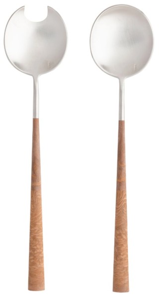 2tlg Mito Salatbesteck brushed Holzgriff