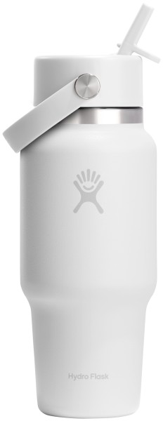 Trinkflasche Travel Wide Flex Deckel Strohhalm 700ml weiss