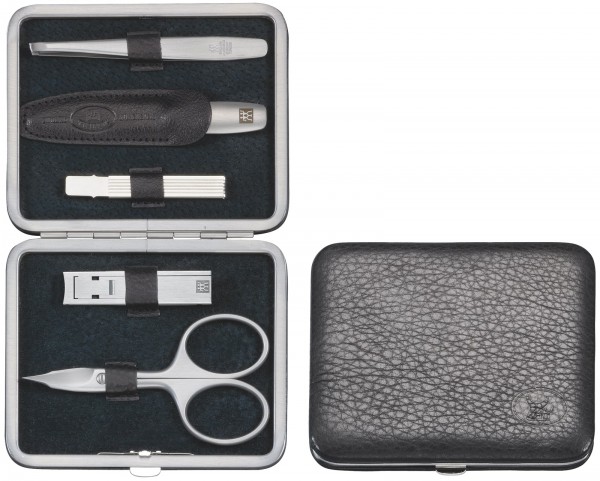 Rahmen-Etui, Yakleder, schwarz, 5-tlg.