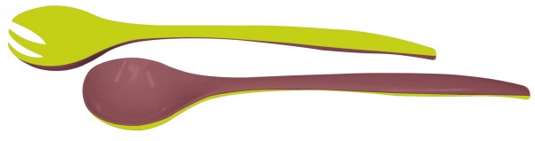 Duo Salatbesteck kastanie/grün 29 cm
