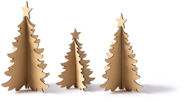 3er Set Weihnachtsbaum 9,12,14cm beige