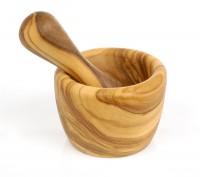 Mörser m. Stössel Olivenholz Ø7 cm