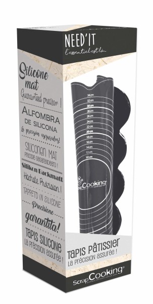 Silikonbackmatte schwarz inkl. Hilfslinien u. Rezept