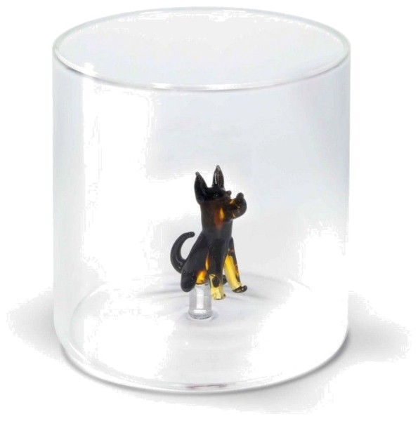 Glas aus Borosilikat 250 ml, Dekor Deutscher Schäferhund