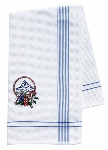 BERGROMANTIK WAFFELTUCH BESTICKT blau