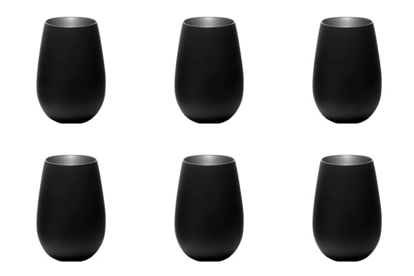 6er Set Elements Becher 465ml schwarz/silber