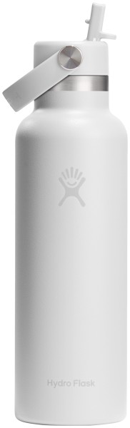 Trinkflasche Standard Flex Deckel m. Strohhalm 620ml weiss