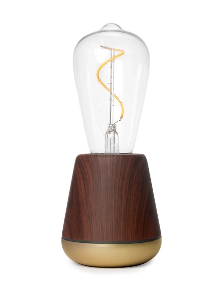 One Tischlampe 19.5x8.5cm braun Walnussholz