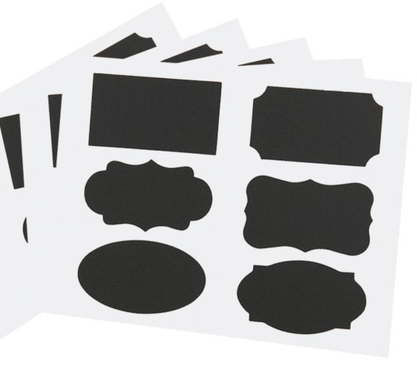 Beschriftungsetiketten schwarz 8x4.6cm, 12 Bögen 6 Motive