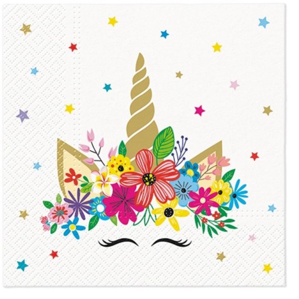 Servietten Lunch 20x Unicorn Party, 33x33cm