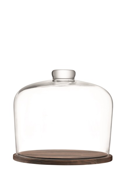 City Glocke mit Servierplatte Nussbaum D32cm