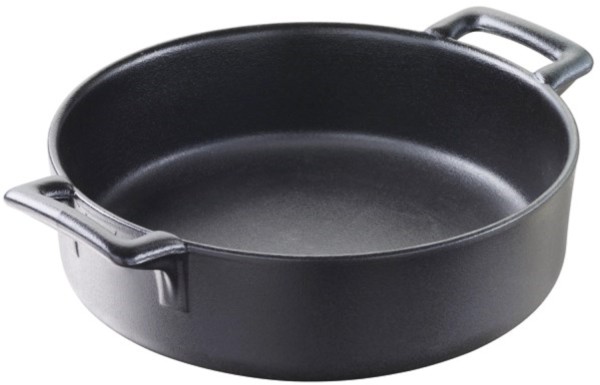 Auflaufform rund mit Griffen, Ø19cm, gusseisen-optik