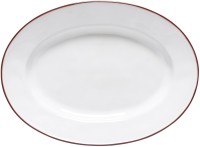 Beja Platte oval 30x21.6 H3.3cm weiss-rot