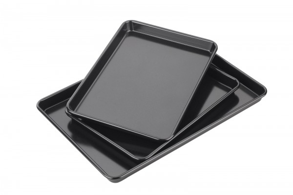 Backblech Set 3 tlg., 1 Stk. 34.5x24.4x2 cm, 2 Stk. 25x18x2