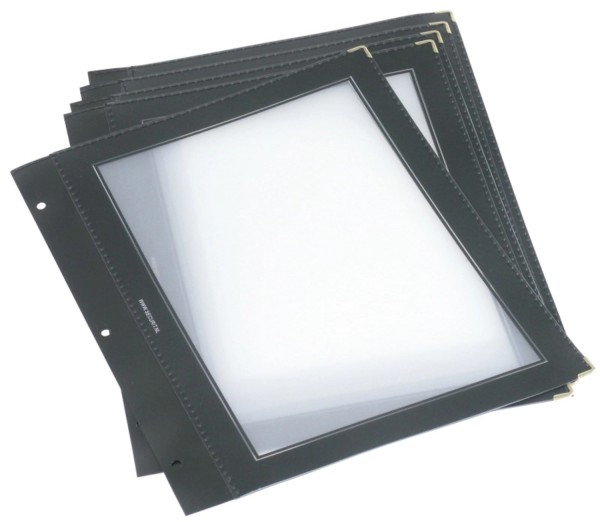 5 Einlegfolien, schwarz, für Speisekartenmappe 5830 (Holz)