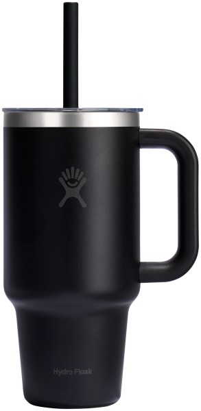 Reisebecher mit Trinkhalm 945ml schwarz