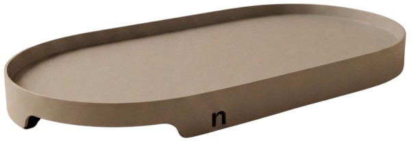 Metall Tablett Oval 21x11x1.8cm greige