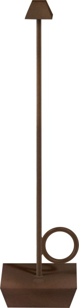 Broggi Bugia Lampe wiederaufladbar, rost 8x8cm H32cm