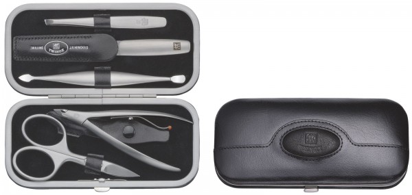 Rahmen-Etui, Rindleder, schwarz, 5-tlg.