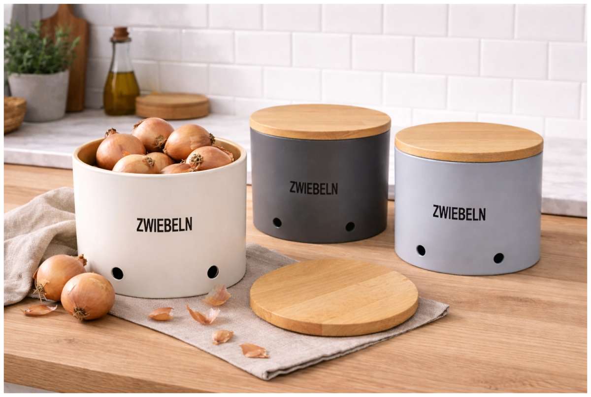 Zwiebeltopf Biopolymer 20.2x15.2cm schiefer | Vorratsdosen + Behälter | Aufbewahren + Frischhalten | Küche