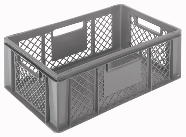 Behälter grau 60x40x22cm Standard Boden geschlos/Wände perfo