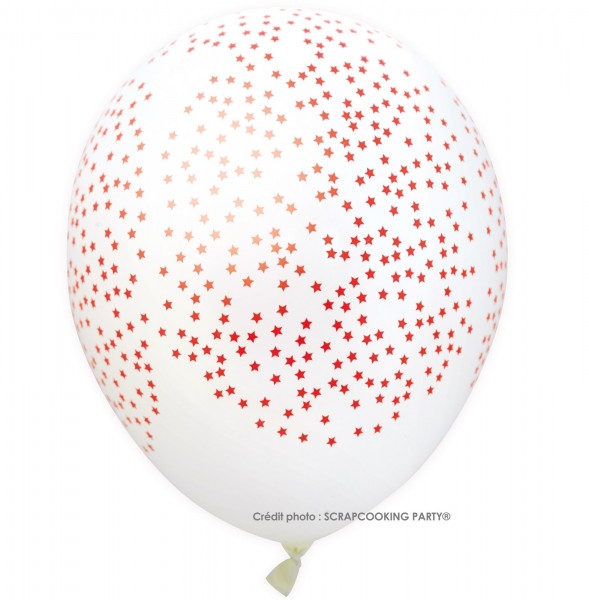 Luftballons Sterne rot, 6 Stk. Ø25cm