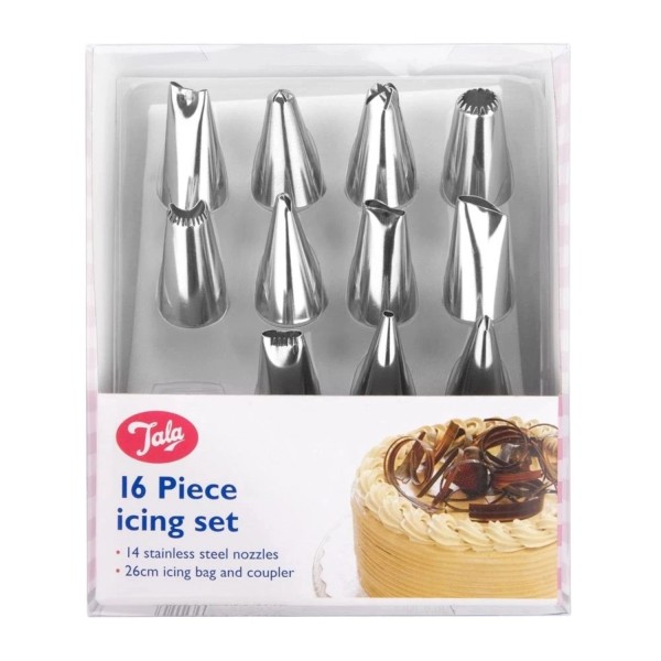 16er Set Spritzbeutel 14 Aufsätze ass. Beutel u. Kopple