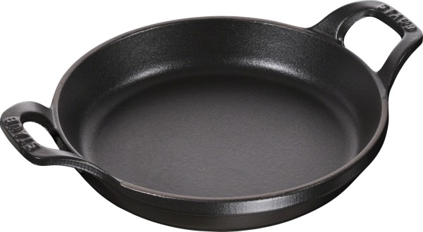 Auflaufform 16cm, rund, Schwarz, Gusseisen