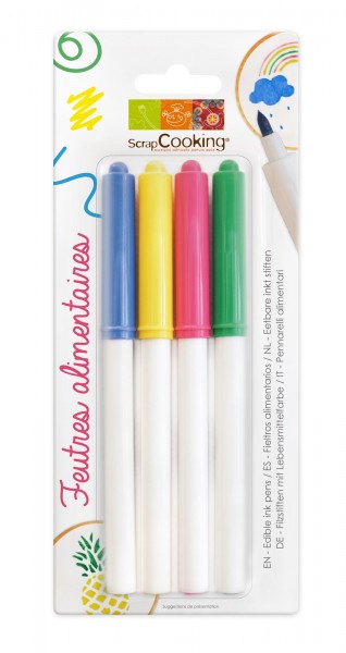 Lebensmittelstifte blau,gelb,pink,grün