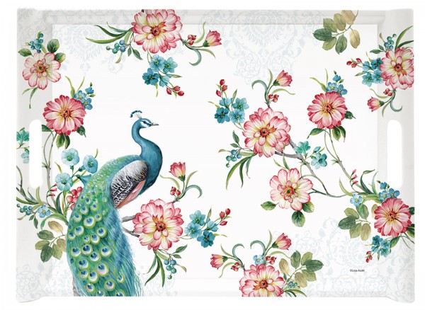 Peacock Tablett m. Griffen 52x37 cm