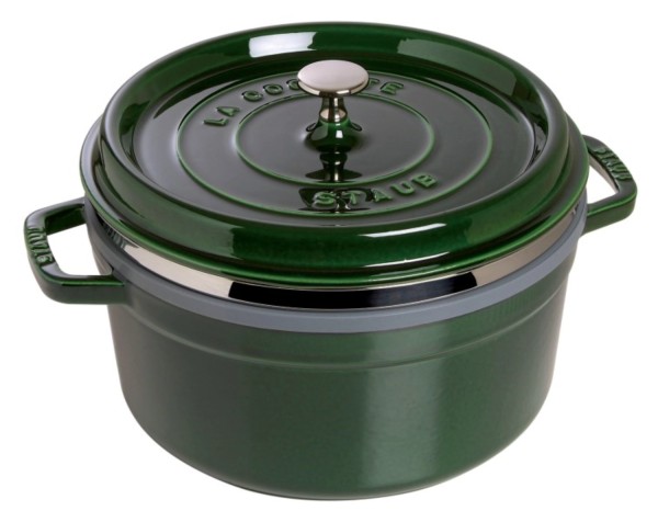 Cocotte mit Dämpfeinsatz 26cm, rund, Basilikum, Gusseisen