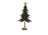 Weihnachtsbaum Golden Stars schwarz, Holz, 14x5x27cm