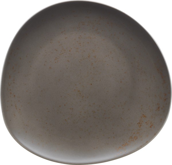 Pottery Unique Darkgrey Teller flach asymmetrisch coupe 26cm
