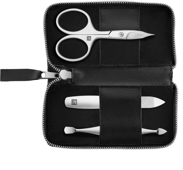 3tlg. Nagelpflege-Etui mit Nagelschere schwarz