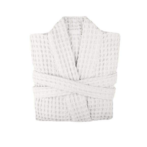 Big Waffle Bademantel M/L natural white Biobaumwolle