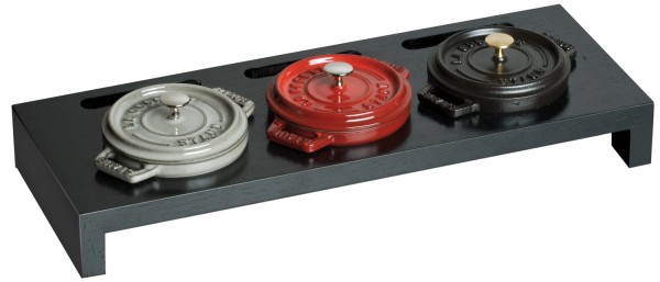 3er Ständer für Cocottes schwarz, 42x16cm