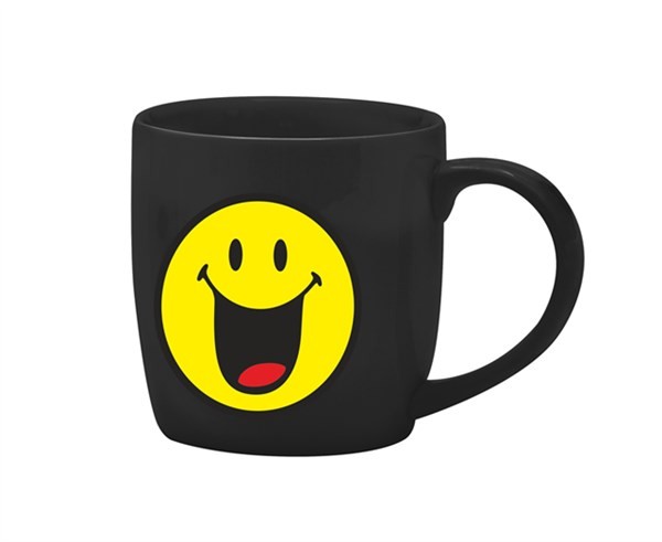 Smiley Porz. Kaffeetasse schwarz/Emoticon happy 20cl